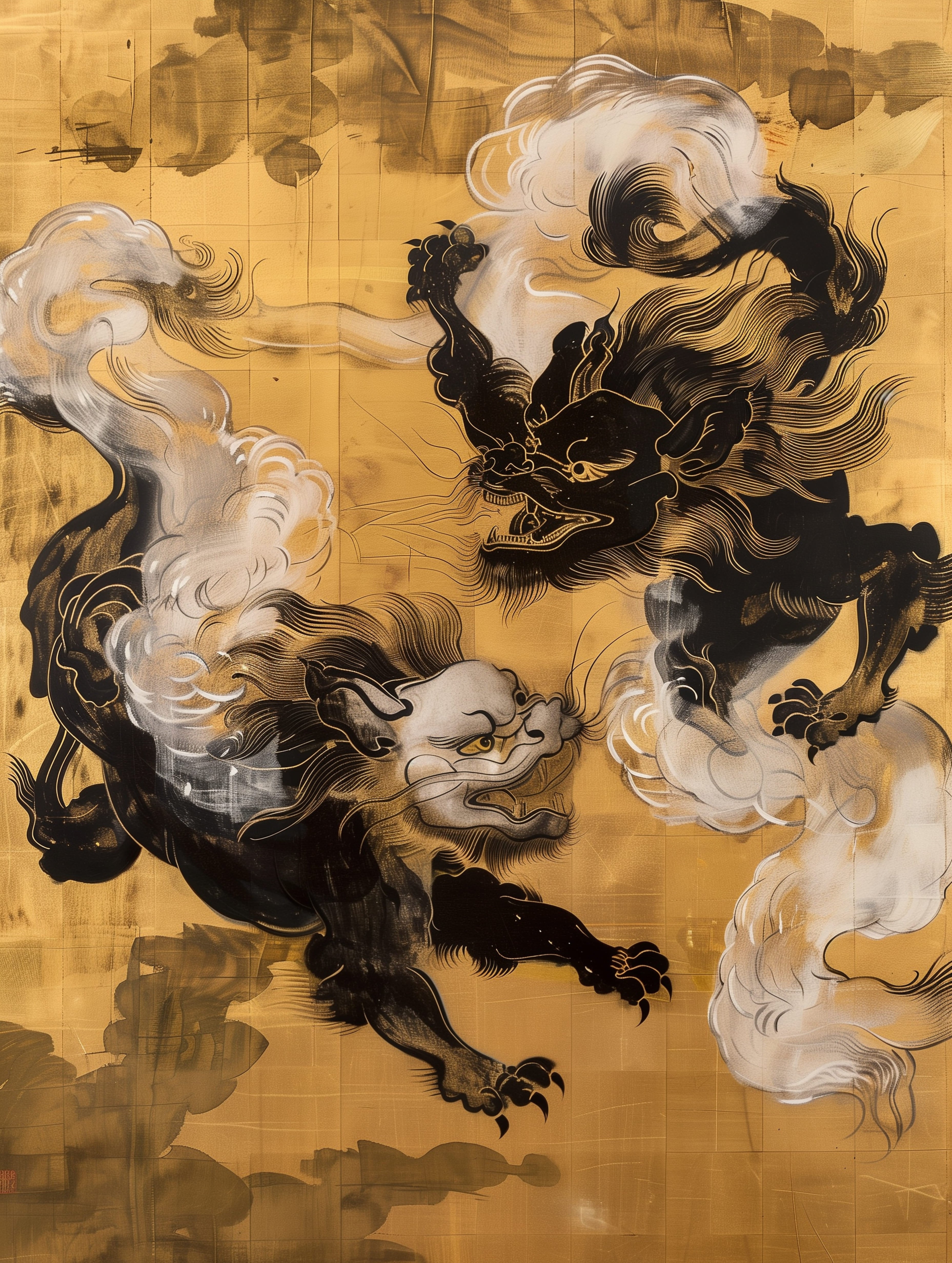 Two lion-like creatures