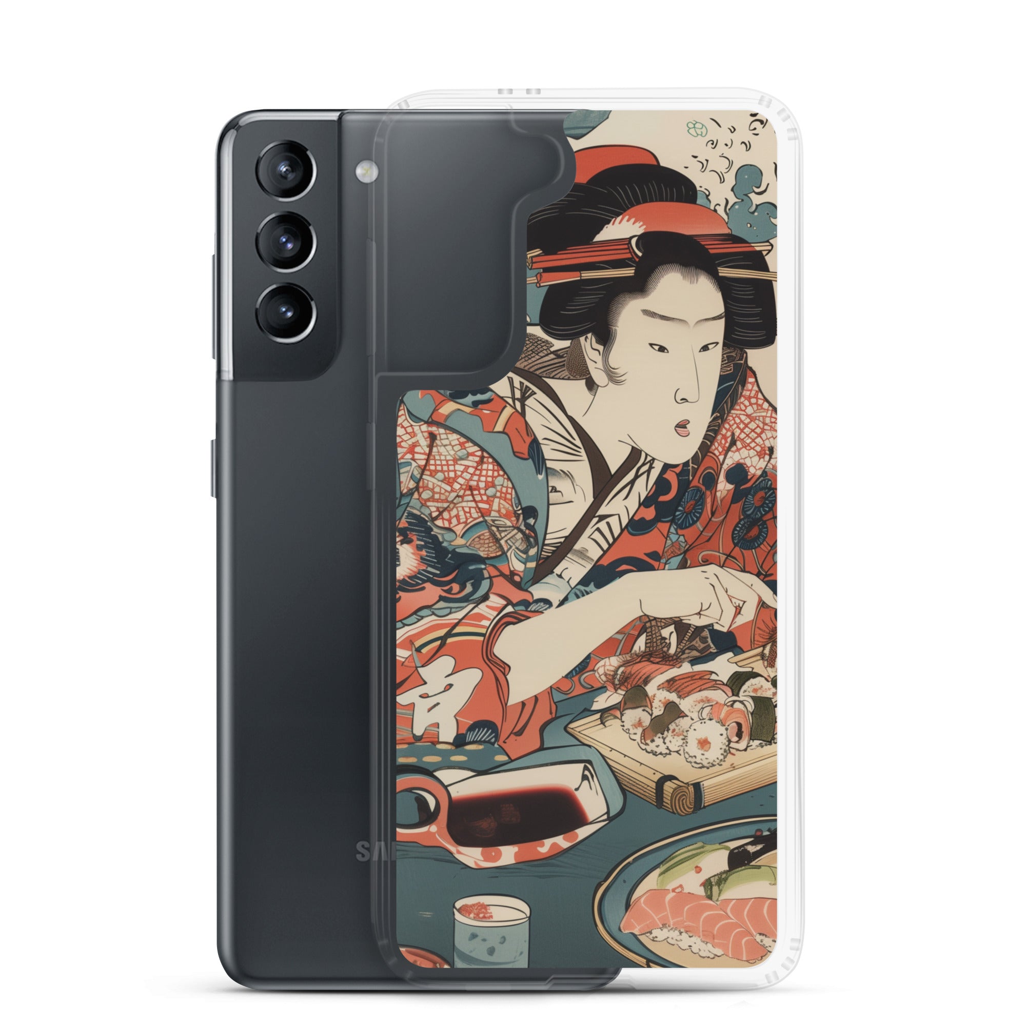 "ukiyo-e. eating sushi." Clear Case for Samsung®