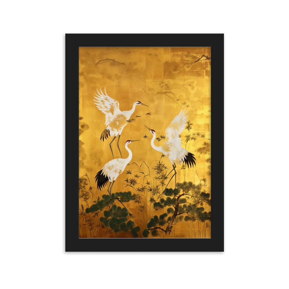 "ukiyo-e. crane." Framed matte paper poster