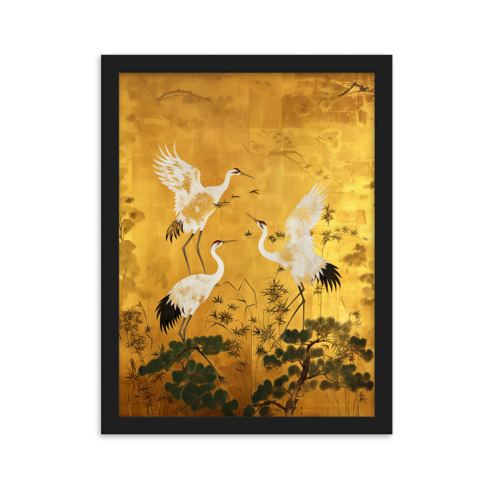 "ukiyo-e. crane." Framed matte paper poster