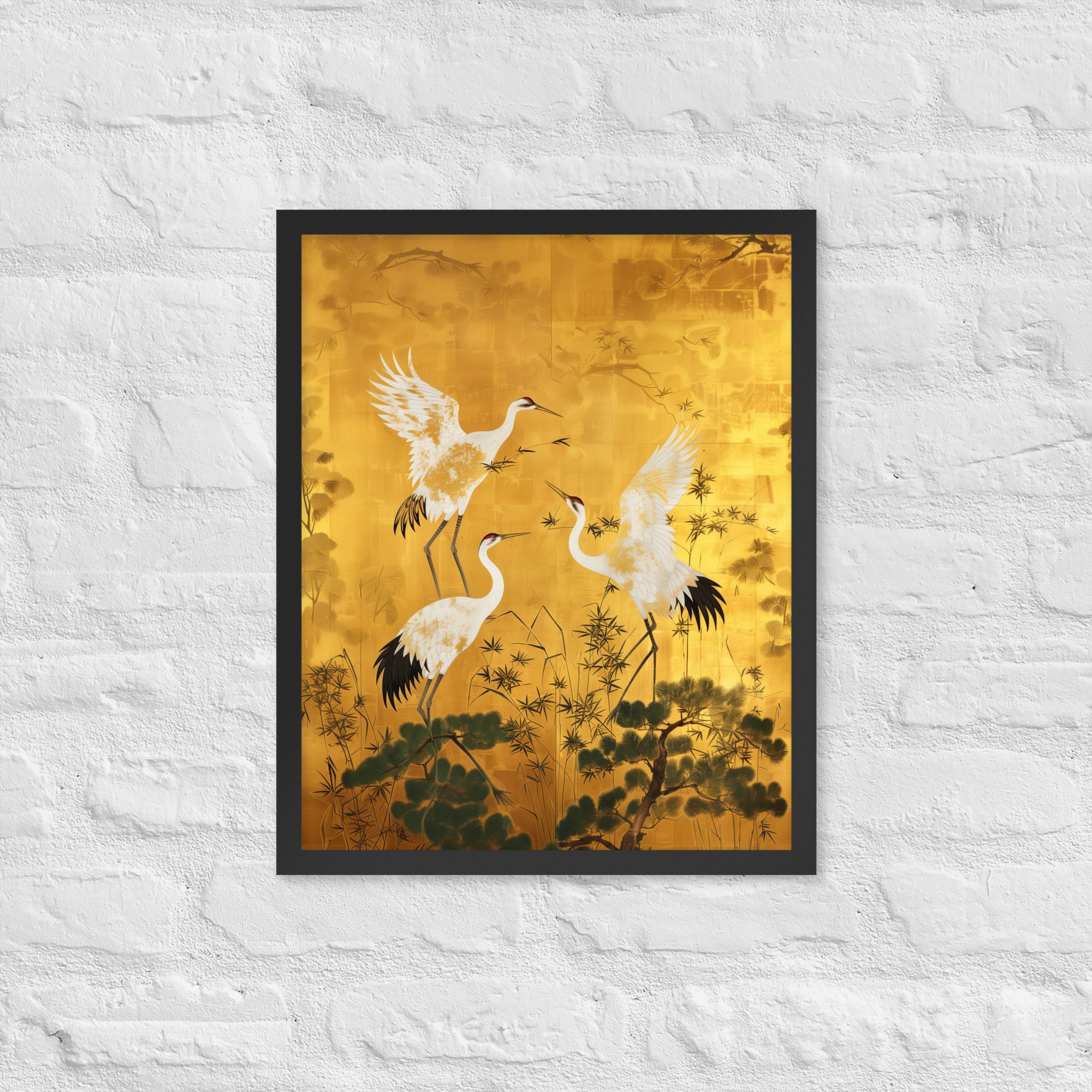 "ukiyo-e. crane." Framed matte paper poster