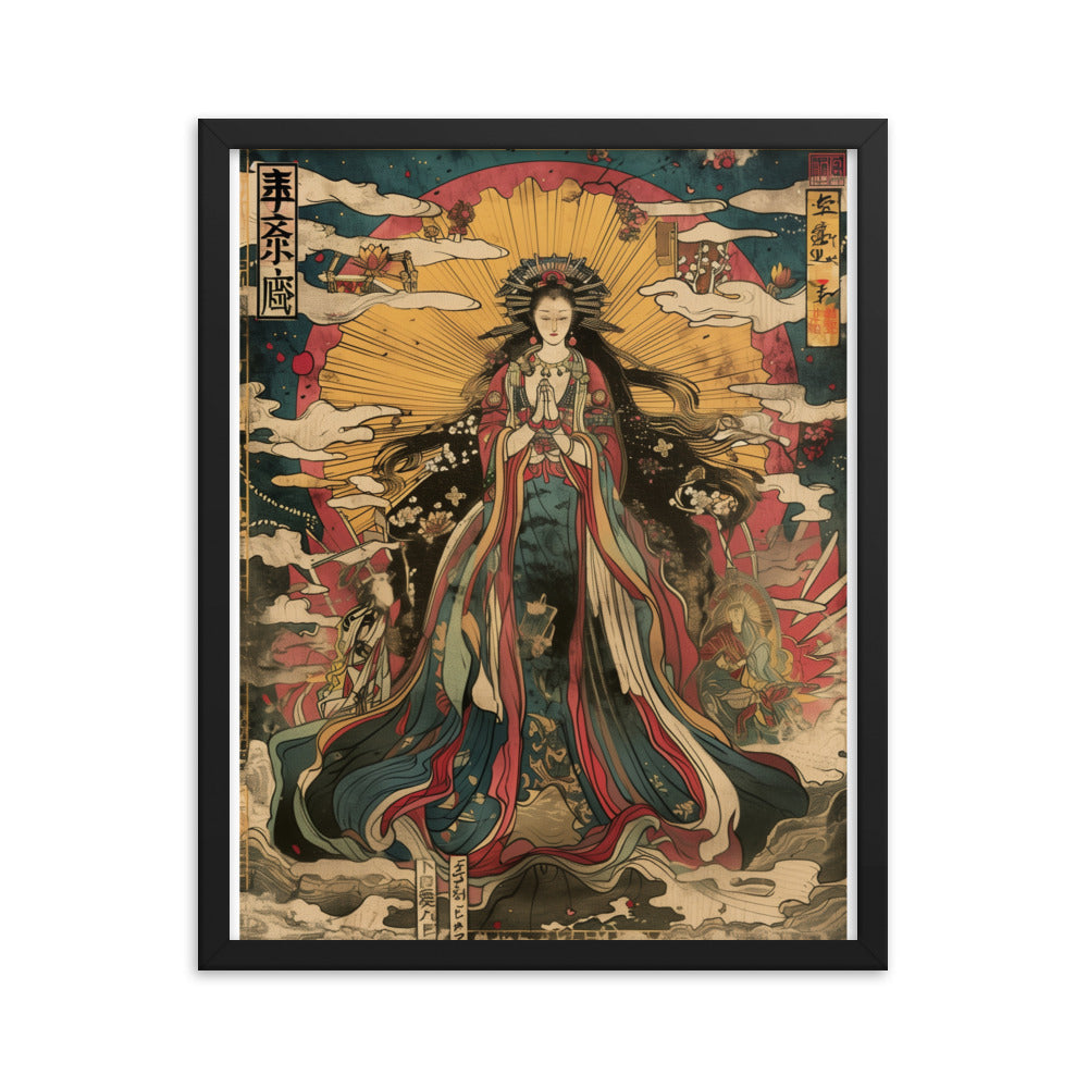 "sun goddess and the women" Framed matte paper poster