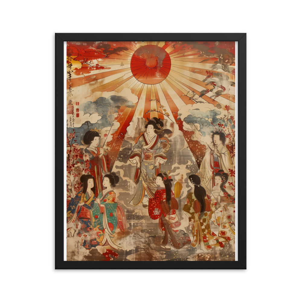 "Sun goddess and the women." Framed matte paper poster