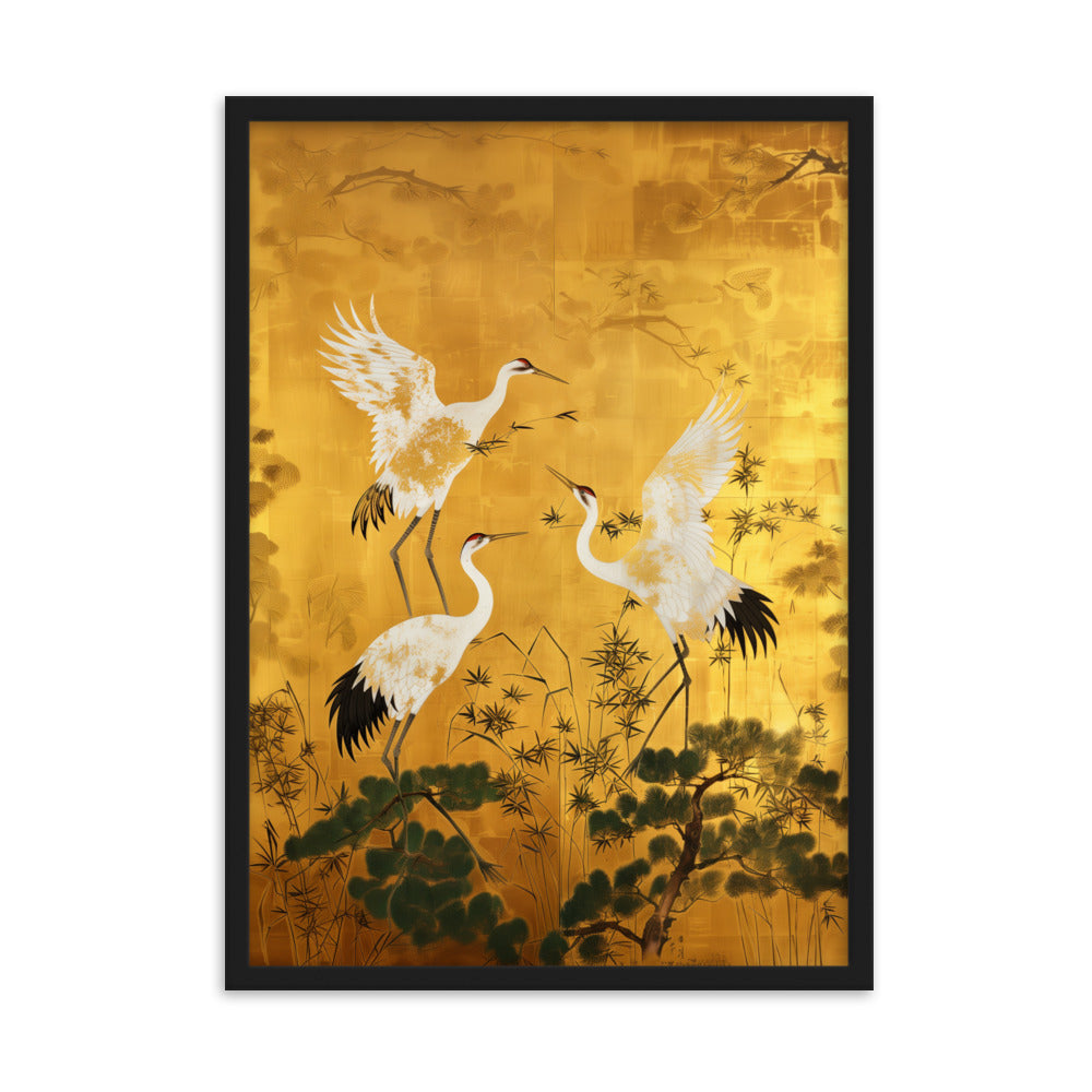 "ukiyo-e. crane." Framed matte paper poster
