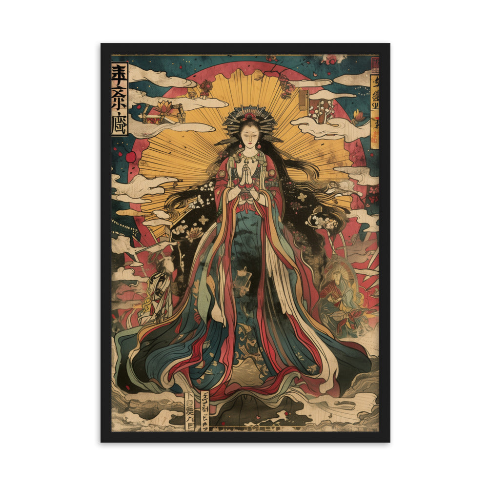 "sun goddess and the women" Framed matte paper poster