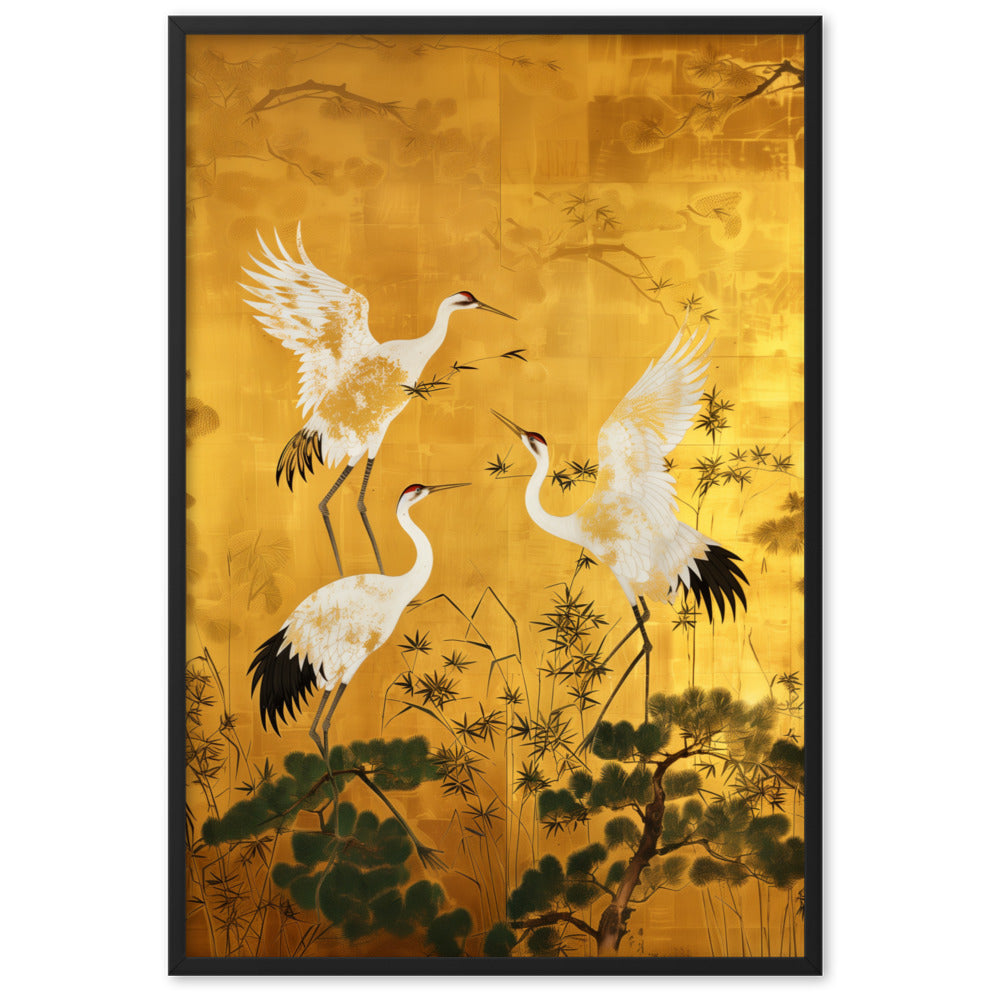 "ukiyo-e. crane." Framed matte paper poster
