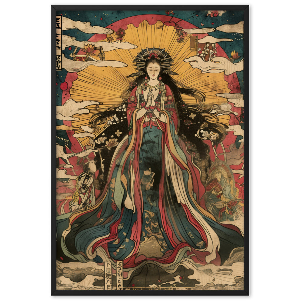 "sun goddess and the women" Framed matte paper poster