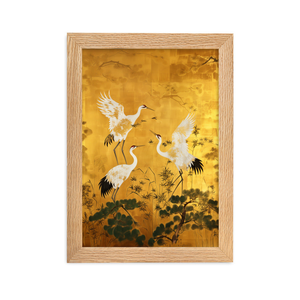 "ukiyo-e. crane." Framed matte paper poster