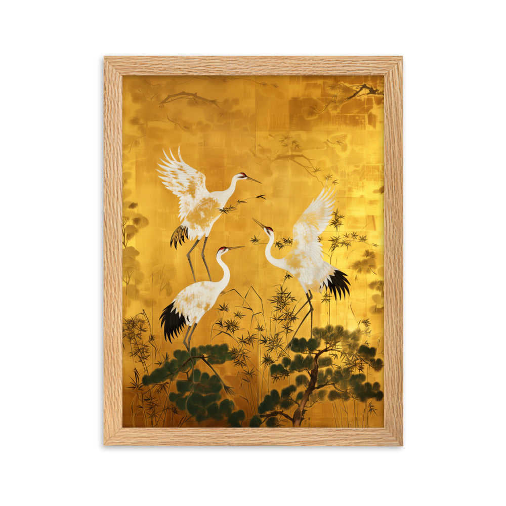 "ukiyo-e. crane." Framed matte paper poster
