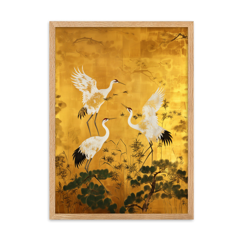 "ukiyo-e. crane." Framed matte paper poster