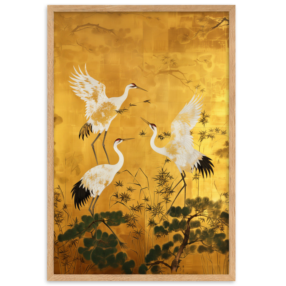 "ukiyo-e. crane." Framed matte paper poster