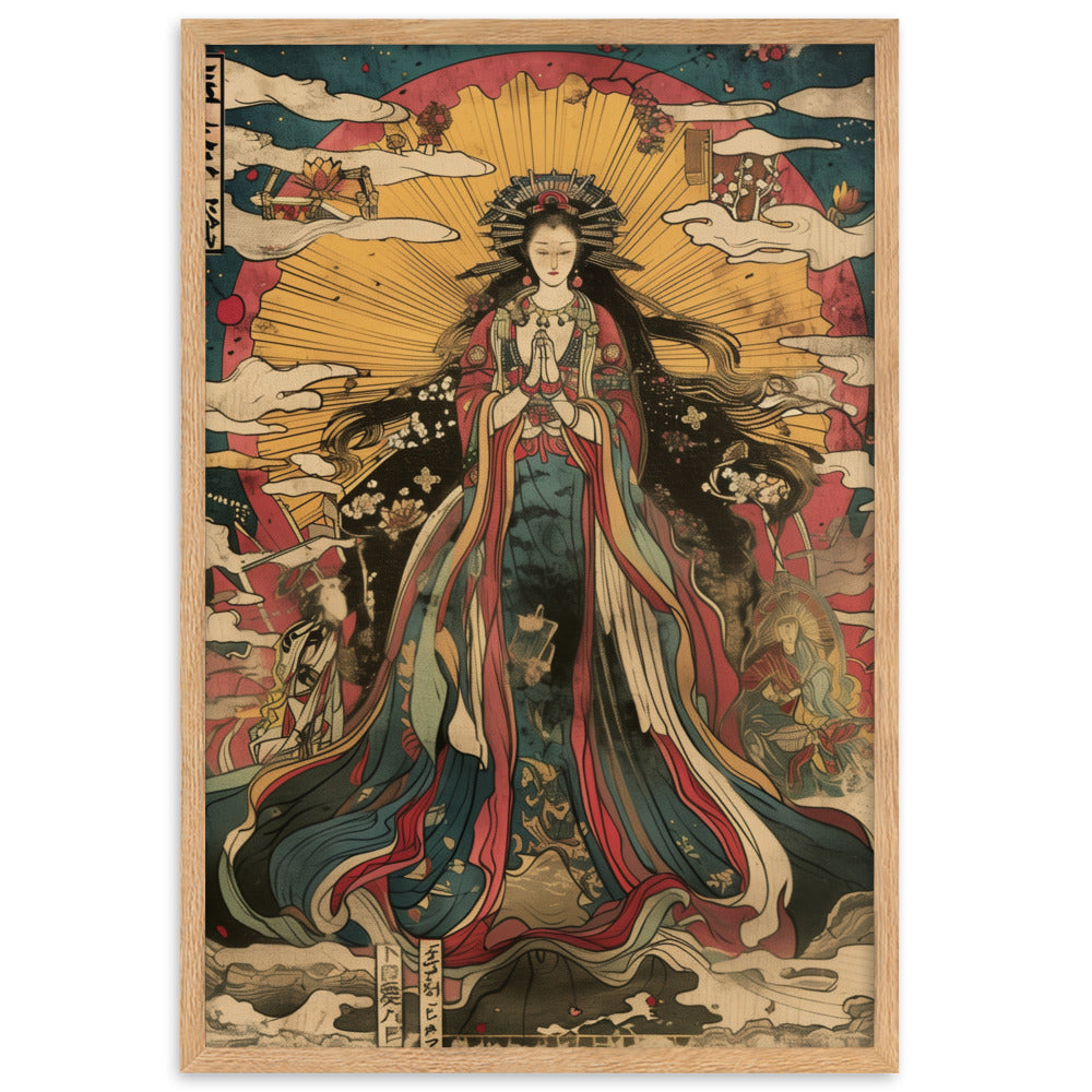 "sun goddess and the women" Framed matte paper poster