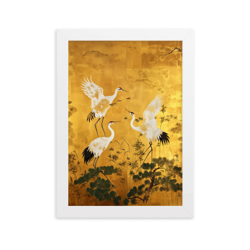 "ukiyo-e. crane." Framed matte paper poster
