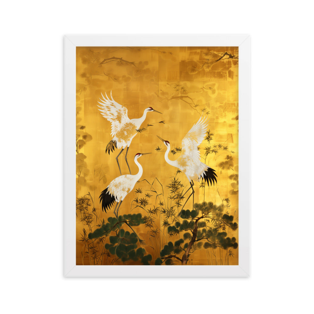 "ukiyo-e. crane." Framed matte paper poster