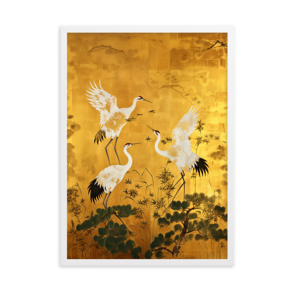 "ukiyo-e. crane." Framed matte paper poster