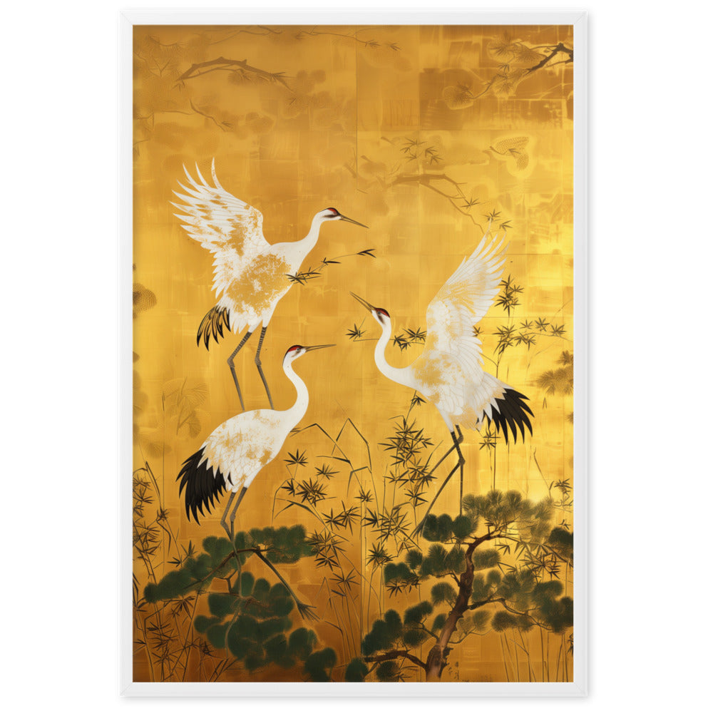 "ukiyo-e. crane." Framed matte paper poster