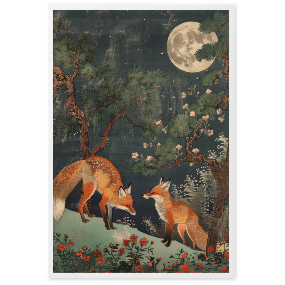 "two foxes" Framed matte paper poster