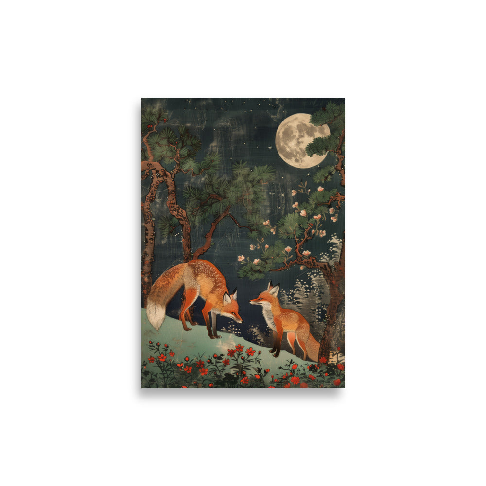"two foxes" Matte Paper Poster
