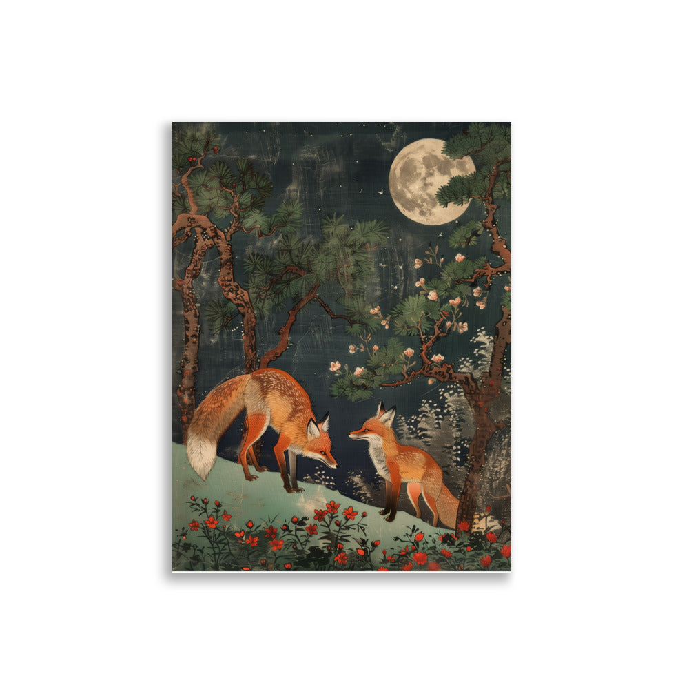 "two foxes" Matte Paper Poster