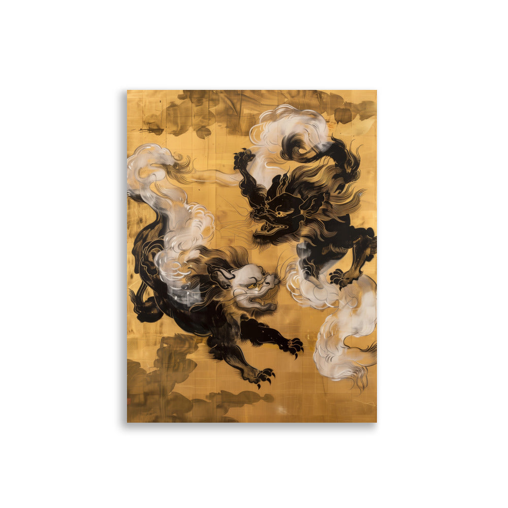 "Two lion-like creatures. " Poster