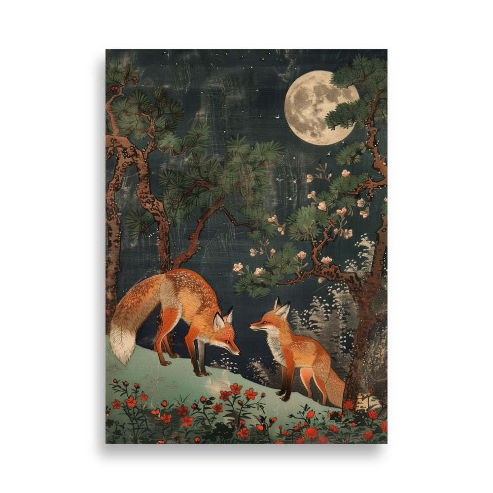 "two foxes" Matte Paper Poster