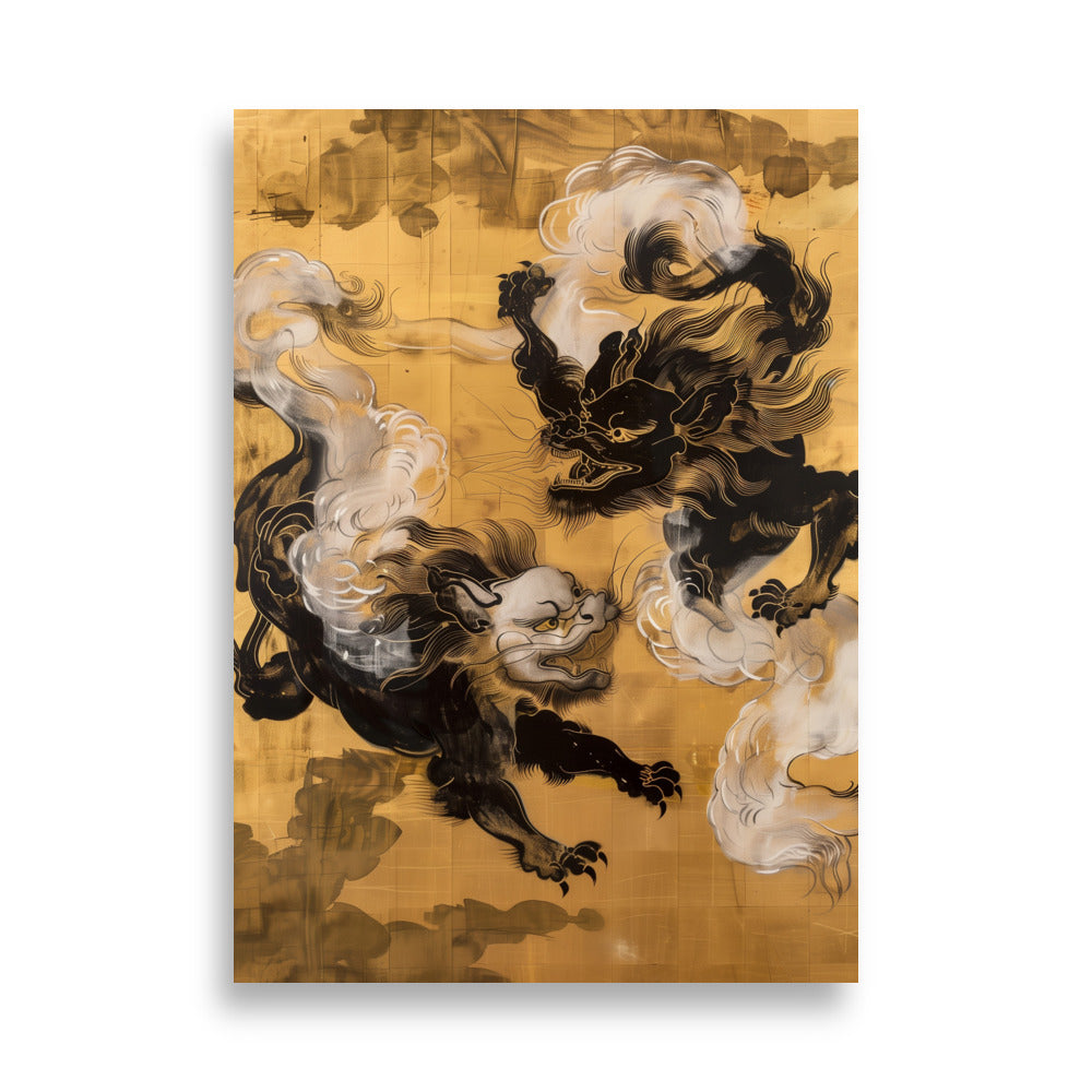 "Two lion-like creatures. " Poster