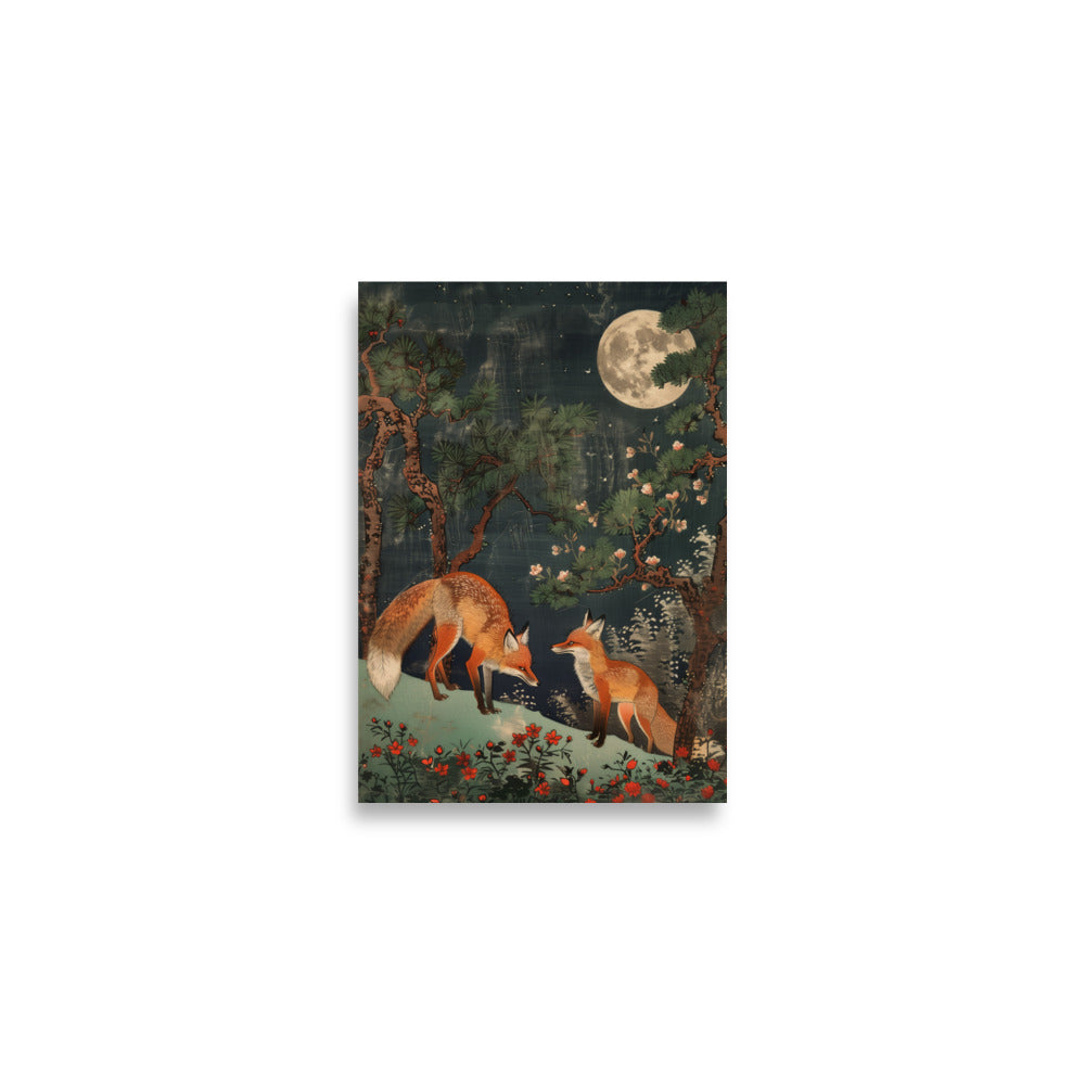 "two foxes" Matte Paper Poster