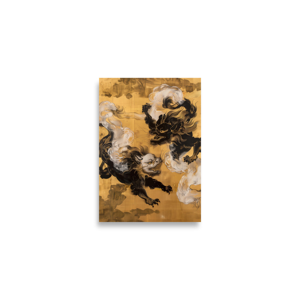 "Two lion-like creatures. " Poster